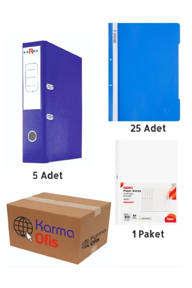 Mavi Renk Geniş Büro Klasörü Telli Dosya ve Poşet Dosya Seti 1 ürün görseli 1