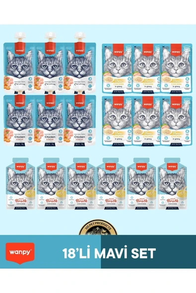 Kedi Maması 18'li Tavuklu Mavi Set ürün görseli 1