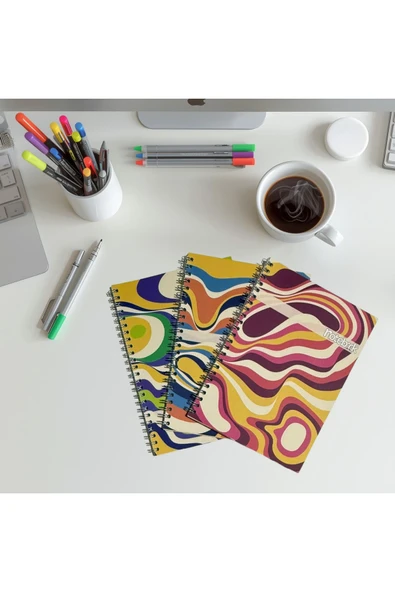 A5 Spiralli Ebruli Defter 40 yaprak 3'lü (Tamamı Çizgisiz) ürün görseli 1