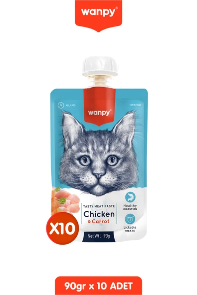 10lu Taze Tavuklu & Havuçlu Kedi Et Ezmesi 10 x 90 gr ürün görseli 1