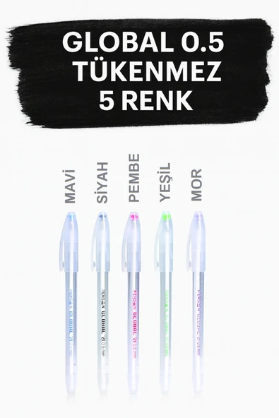0.5 Global Tükenmez Kalem 5 Renk ürün görseli 1