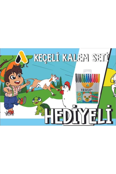 30x120 Boyama Rulosu Yaman Çiftlik Hayatı + Adel 12'li Keçeli Boya Kalemi ürün görseli 1