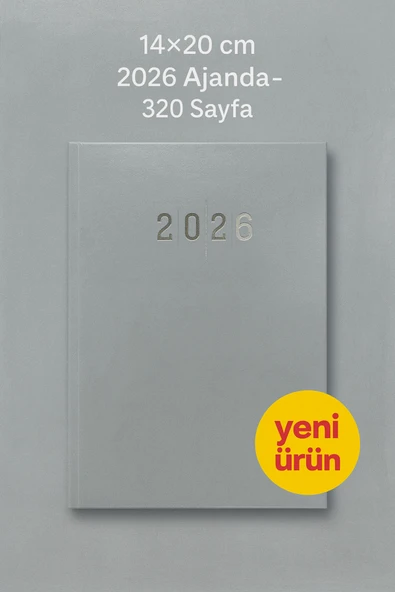 Cilt Bezli Gri Ajanda 14×20 cm – 320 Sayfa, Günlük Planlayıcı, Ofis & Okul Kullanımı ürün görseli 1