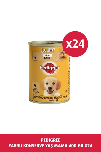 Pedigree Tavuklu Yavru Konserve Köpek Yaş Mama 400 G x24 ürün görseli 1