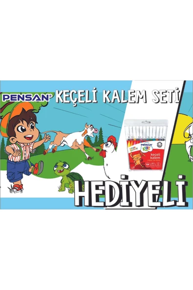 30x120 Boyama Rulosu Yaman Çiftlik Hayatı + Pensan 12'li Keçeli Boya Kalemi ürün görseli 1