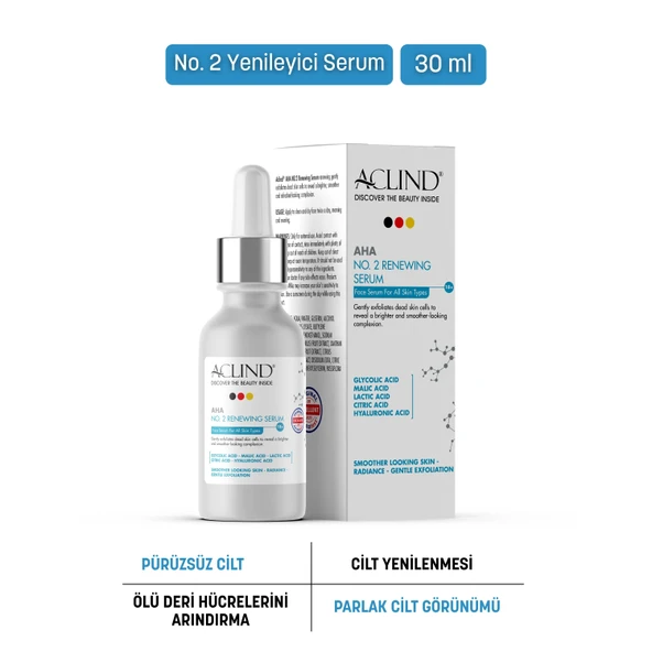 Aclind AHA No:2 Yenileyici Peeling Serumu - Glikolik Asit İçerikli Leke Karşıtı ve Arındırıcı 30 ml ürün görseli 1