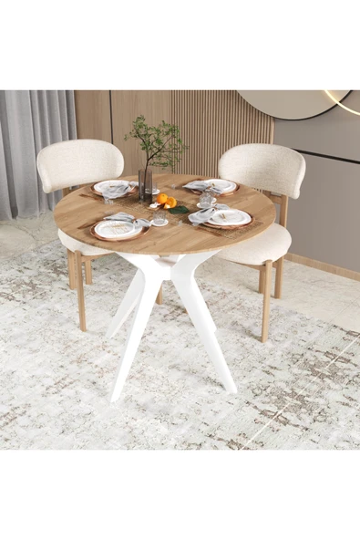 Freya Yemek Masası, 90x90 Yemek Masası, Yuvarlak Yemek Masası ürün görseli 1