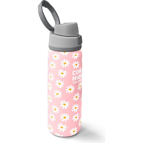 Coral High Papatya Desenli Pipetli ve Direkt Içim Çelik Termos 800 ml 38502 ürün görseli 1