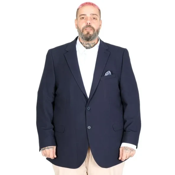 Büyük Beden Erkek Mendi Blazer Ceket 26020 LACİVERT ürün görseli 1