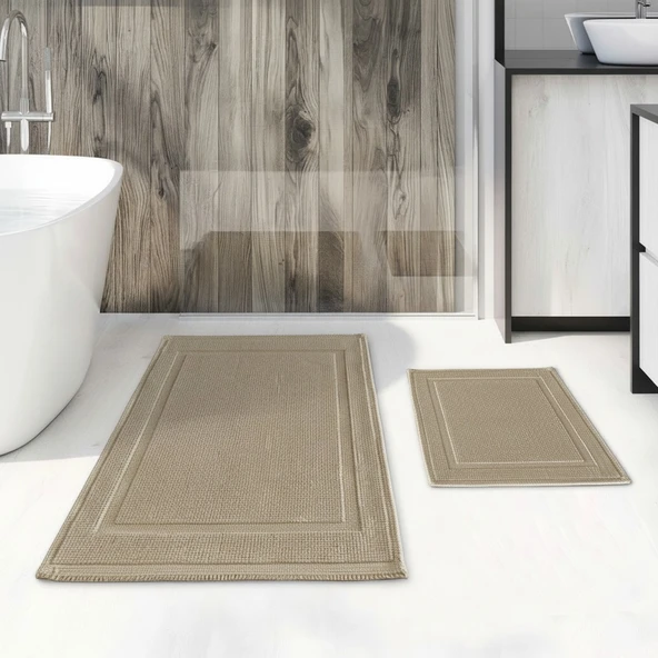 LARİSSMOON LOOMX Banyo Paspası 2’li Set Yıkanabilir Dokuma Yüzey Kaymaz Taban Banyo Halısı Paspas ürün görseli 1