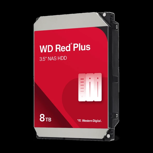 WD RED Plus, WD80EFPX, 3.5", 8TB, 256Mb, 5640 Rpm, 7/24 GÜVENLİK-NAS-SERVER HDD ürün görseli 1