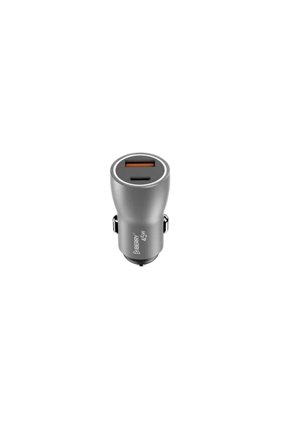 DUAL PORT METAL GÖVDE 45W ARAÇ İÇİ ŞARJ ALETİ USB C+ USB A ürün görseli 1