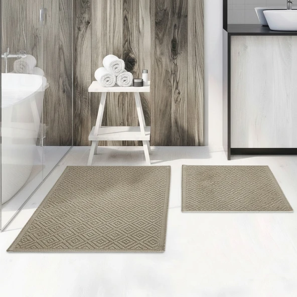 LARİSSMOON LOOMX Banyo Paspası 2’li Set Yıkanabilir Dokuma Yüzey Kaymaz Taban Banyo Halısı Paspas ürün görseli 1