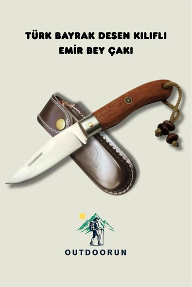 Türk Bayrak Desen Kılıflı Emir Bey Çakı - 20,5 cm ürün görseli 1