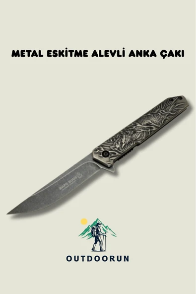 Metal Eskitme Alevli Anka Çakı - 21 cm ürün görseli 1