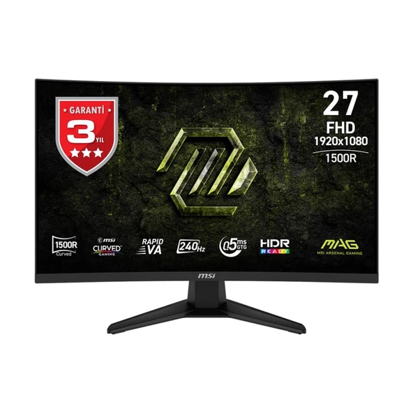 Msı 27 Mag 275CF X24 1920X1080 (Fhd) 16:9 Curve 1500R Rapıd Va 240HZ 0.5ms (Min.) Adaptıve-Sync Gamıng Monıtor ürün görseli 1