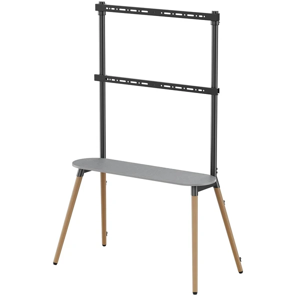 Raflı Şövalye Tipi Tv Standı 49-86 Inç | Ahşap & Metal | 50 kg Taşıma Kapasiteli | Yükseklik Ayarlı ürün görseli 1