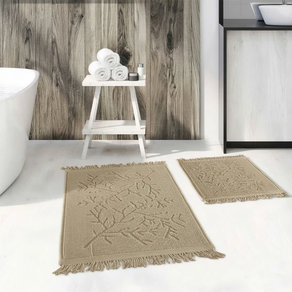 LARİSSMOON LOOMX Banyo Paspası 2’li Set Yıkanabilir Dokuma Yüzey Kaymaz Taban Banyo Halısı Paspas ürün görseli 1