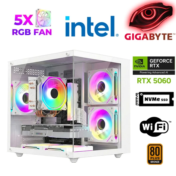 Xaser Air X40 i5 14400F 16GB DDR5 Ram 512GB M.2 NVMe SSD 8GB RTX5060 Masaüstü Oyuncu Bilgisayarı ürün görseli 1