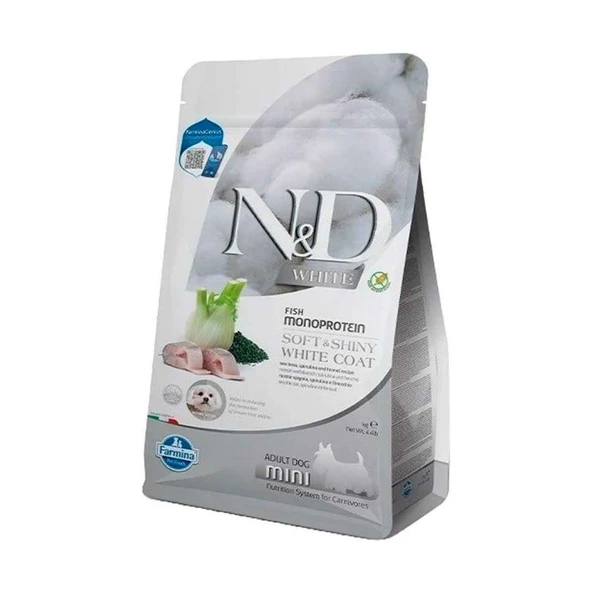 N&D White Levrek Rezene ve Spirulina Küçük Irk Beyaz Köpek Maması 5 Kg ürün görseli 1