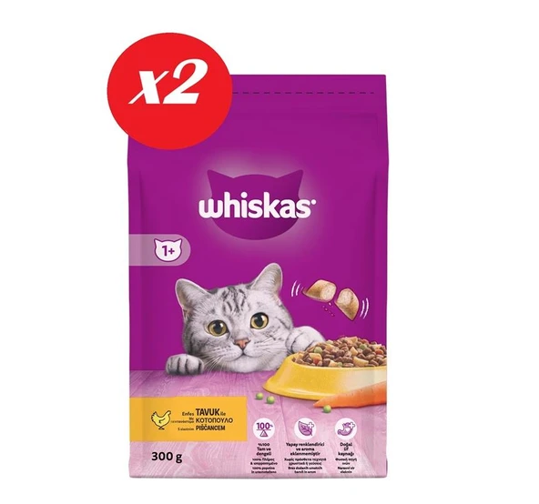 Whiskas Tavuklu Sebzeli Kuru Kedi Maması 300 Gr Set 2'li ürün görseli 1