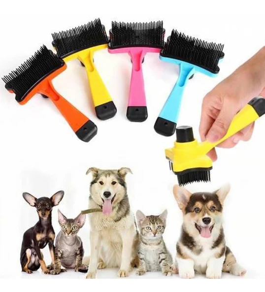 3B Trend Otomatik Tuşlu Evcil Hayvan Fırçası Kedi Köpek Tarağı Tüy Toplama ürün görseli 1