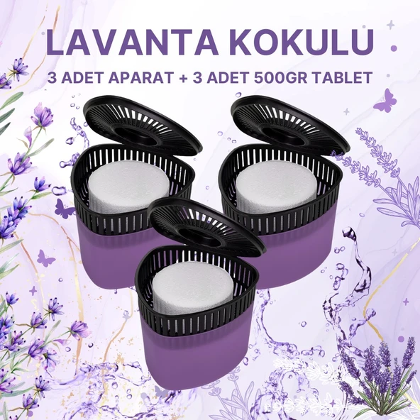 3 Adet 500GR - LAVANTA - Nem Alıcılı Ve Rutubet Giderici Aparat Üçgen (TABLET DAHİL) ürün görseli 1