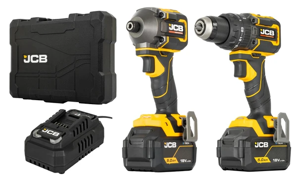 JCB Kömürsüz Darbeli Matkap (75 Nm) + Kömürsüz Darbeli Vidalama (230 Nm) 18V - 2 x 5.0 Ah Li-ion Batarya ürün görseli 1