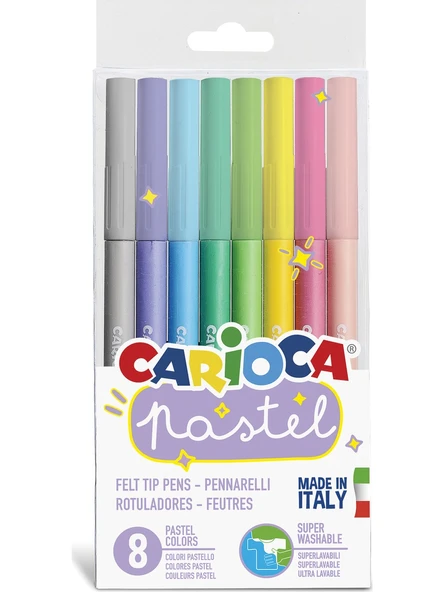 Carioca Pastel Süper Yıkanabilir Keçeli Kalem 8'Li  x 2 Adet ürün görseli 1
