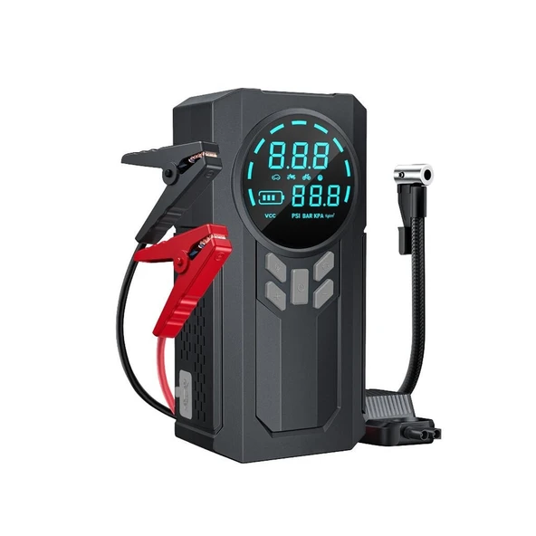 Yek Outdoor Akıllı Dijital Ekranlı Araç Lastik Şişirici ve Akü Takviye Cihazı – 150 PSI | 12.000 mAh ürün görseli 1
