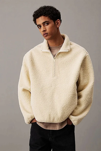 Calvin Klein HALF ZIP SHERPA Erkek BEJ Ceket J30J326679-ACX ürün görseli 1