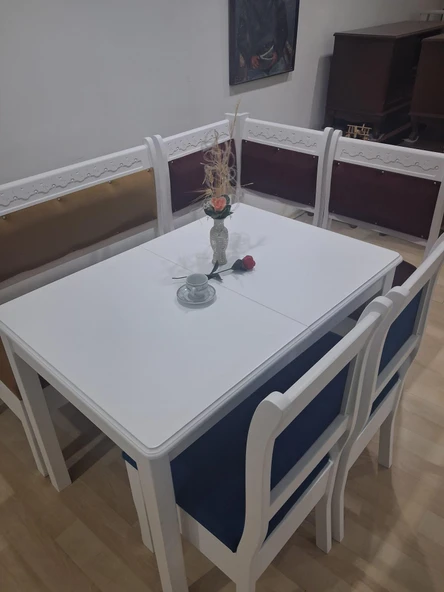 Köşe Mutfak 90689 Model Ahşap  Açılır Masa Babyface Kumaş Parlak Lake Beyaz 3 Renk ürün görseli 1