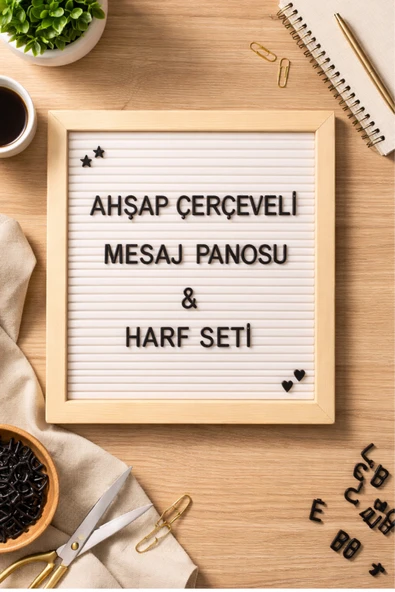 Ahşap Yazı Panosu 146 Harfli/mesaj Panosu ürün görseli 1