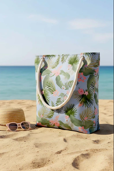 Mavi Tropical  Plaj Çantası - Resim 2