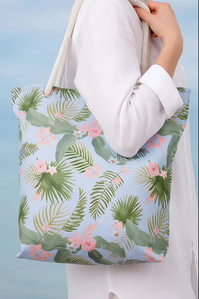 Mavi Tropical  Plaj Çantası - Resim 6