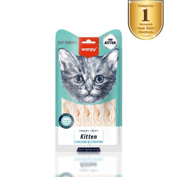 Wanpy Tavuklu - Morinalı Yavru Kedi Krema Ödülü 5×14 Gr ürün görseli 1