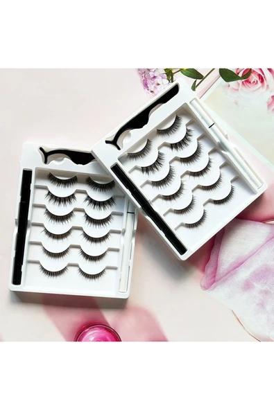 6 Adet Hacim ve Yoğunluğu Farklı, Siyah ve Şeffaf Eyeliner Mıknatıs Yapıştırıcılı Takma Kirpik Seti ürün görseli 1