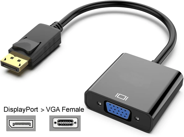 ZR140 Displayport to VGA Çevirici (DP Erkek-Dişi VGA) Monitör-Pc Dönüştürücü Görüntü Kablosu ürün görseli 1