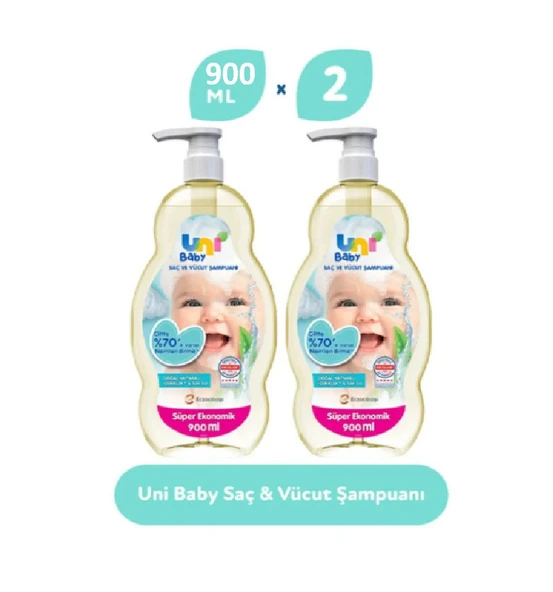 Uni Baby Saç Ve Vücut Şampuan 900 Ml x 2 Adet ürün görseli 1