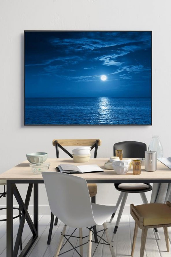 60 x 70 cm Mavi Gece Desenli Cam Tablo 4mm Temperli Camdır ürün görseli 1