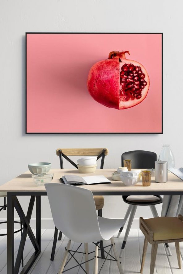 60 x 70 cm Pembe Nar Desenli Cam Tablo 4mm Temperli Camdır ürün görseli 1