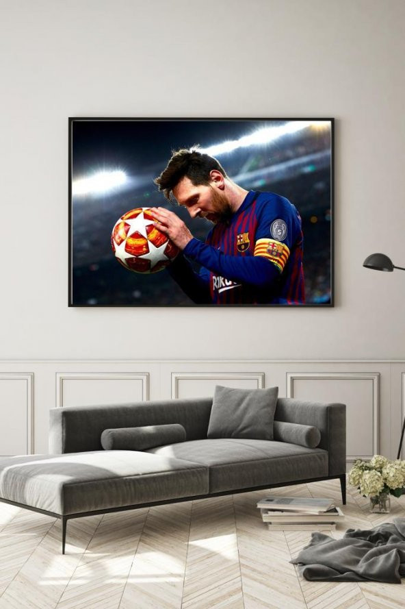 50 x 60 cm Lionel Messi Cam Tablo 4mm Temperli Camdır ürün görseli 1