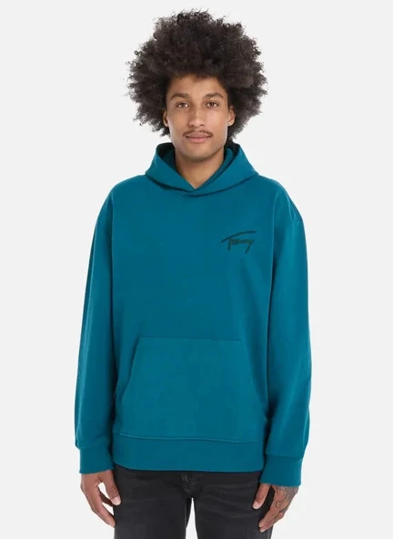 Tommy Hilfiger TJM RLX SIGNATURE HOODIE EXT Erkek Turkuaz Sweatshirt DM0DM17990CT0 ürün görseli 1