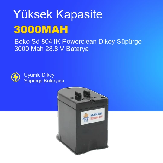 Beko Sd 8041K Powerclean Dikey Süpürge 3000 Mah 28.8 V Batarya – Orjinal Uyumlu Uzun Ömürlü Pil ürün görseli 1