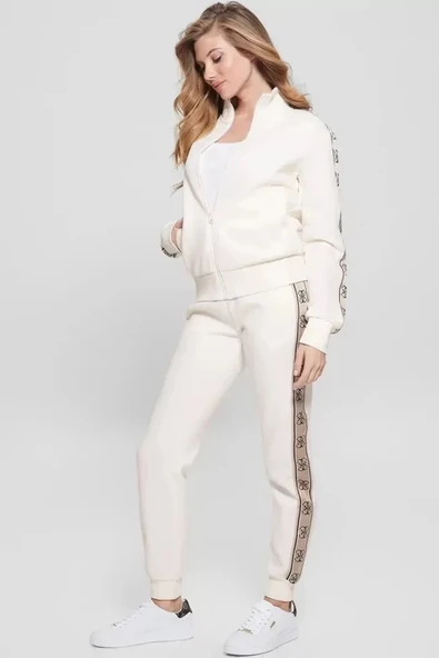 Guess Brıtney Full Zıp Sweatshırt Kadın Ekru Eşofman Üstü V2YQ16KB3P2-G6K5 ürün görseli 1