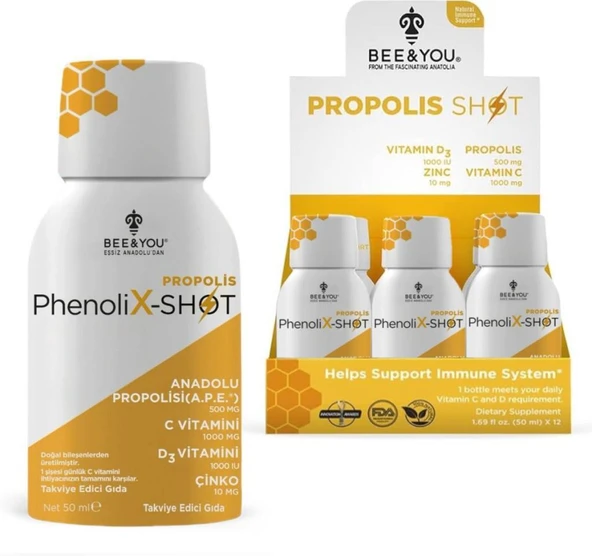 Bee&You PhenoliX-Shot Propolis 50 Ml 12'Li Kutu - SKT:02/2029 ürün görseli 1