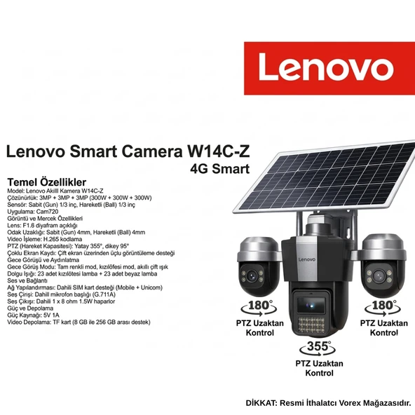 Lenovo 9MP 4G Solar Güvenlik Kamerası - Güneş Panelli,  PTZ Uzaktan Kontrol ürün görseli 1
