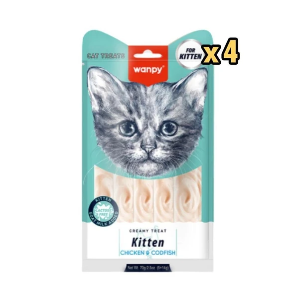Wanpy Tavuklu - Morinalı Yavru Kedi Krema Ödülü 5×14 Gr x 4 Adet ürün görseli 1