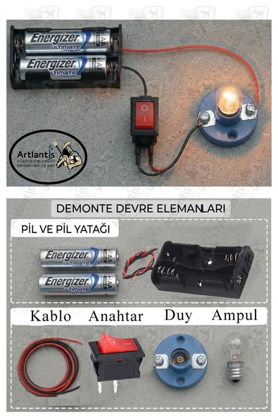 Paralel Basit Elektrik Devresi 1 Paket Deney Seti Eğitici Elektrik Devresi Duy Ampul Anahtar Pil Yatağı ürün görseli 1