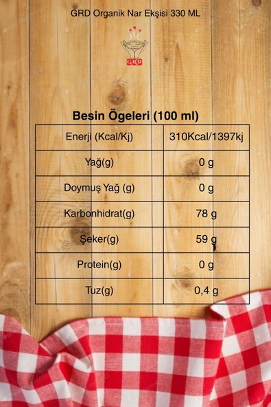 GRD Organik Nar Ekşisi 330 gr - Resim 6